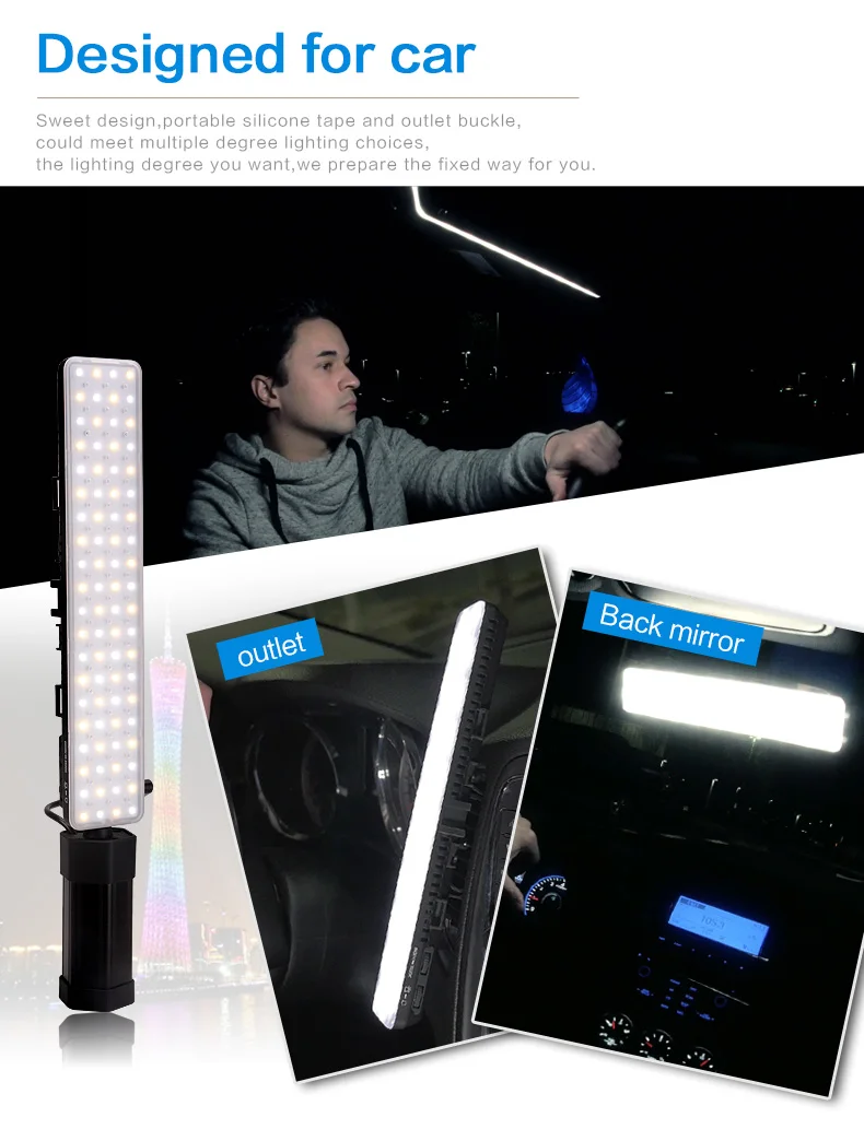 Nanguang Chin LED video light 8W CN-T80C In-Car LED Photo Light handheld led camera rod light Ra 95