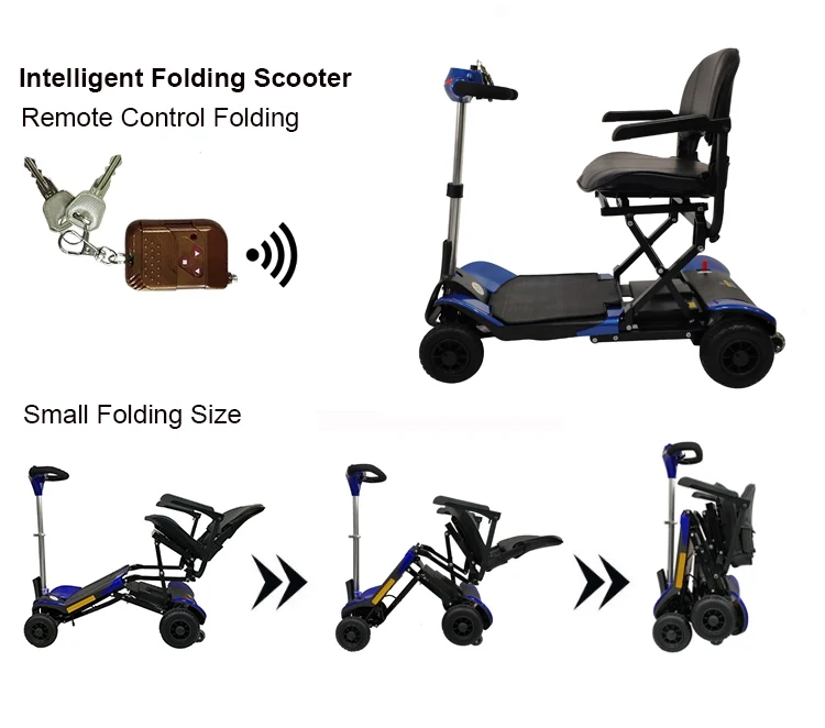 Automatically remote control Folding Lightweight four wheel disabled Transformer Folding electric mobility scooter