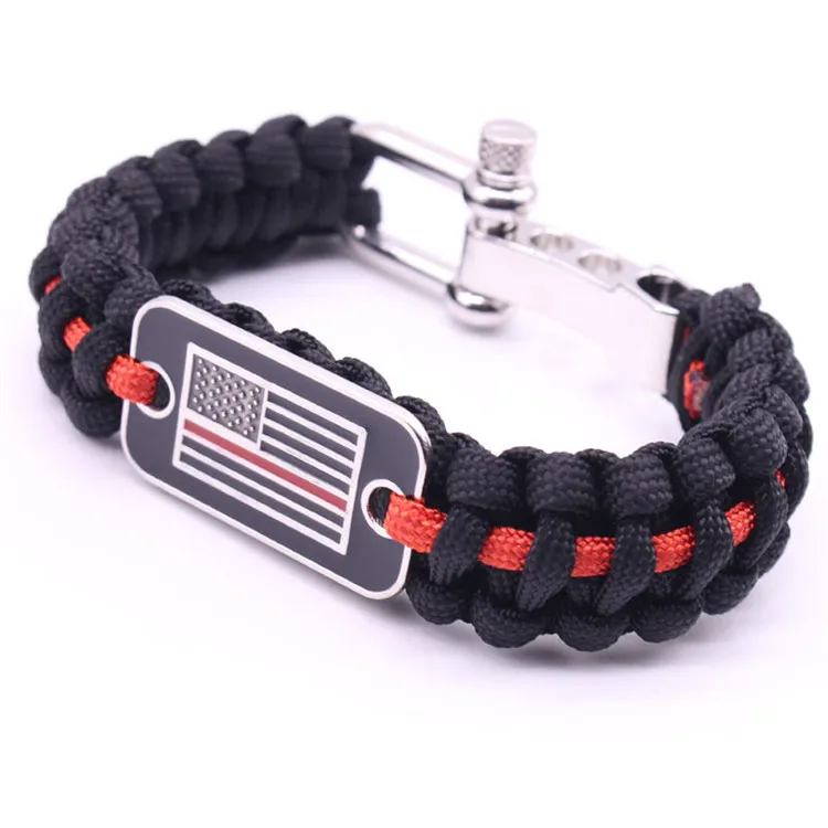 Wholesale Thin Blue Line Cheap Paracord Bracelet With Adjustable