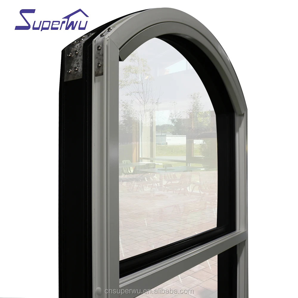 Aluminum skylight glass window frame factory with two color and arch design