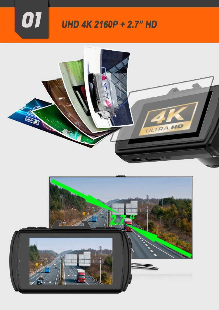2019 Ambarella A12 Sony IMX335 2160P 4K Dash Cam Car DVR GPS WIFI Speed Alarm