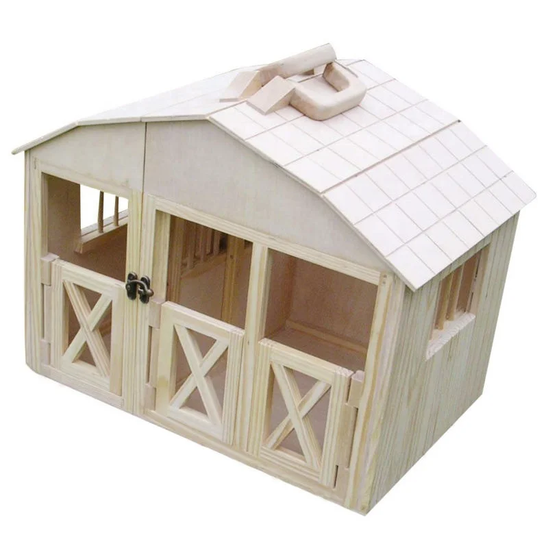 Wood Toy Horse Stables Wooden Toys For Kids Portable Custom