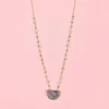 80cm Half Crystal Bead Chain Half Metal Chain Semi Circle Rose Quartz Opal Amazonite Stone Pendant Necklaces