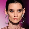 KM 2018 bohemian luxury copper claw chain micro pave rhinestone dangle earrings big heart shaped love diamond drop earrings