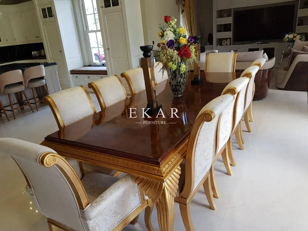 Luxury Long Big 10/12/14/16/18seater Chairs Carved Gold High Gloss