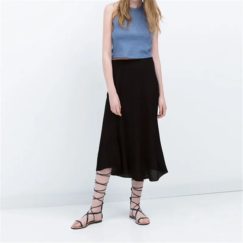 Buy Women Midi Skirt American Apparel 15 Korean Saia Skater Pocket Women Skirts High Waist Midi Skater Skirt Saia Preta Plus Size In Cheap Price On M Alibaba Com