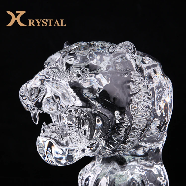 Custom Polished White Tiger Crystal Animal Statue For Home Decoration