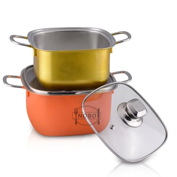 Colorized High Quality Stainless Steel Square Cooking Pot Stock Pot
