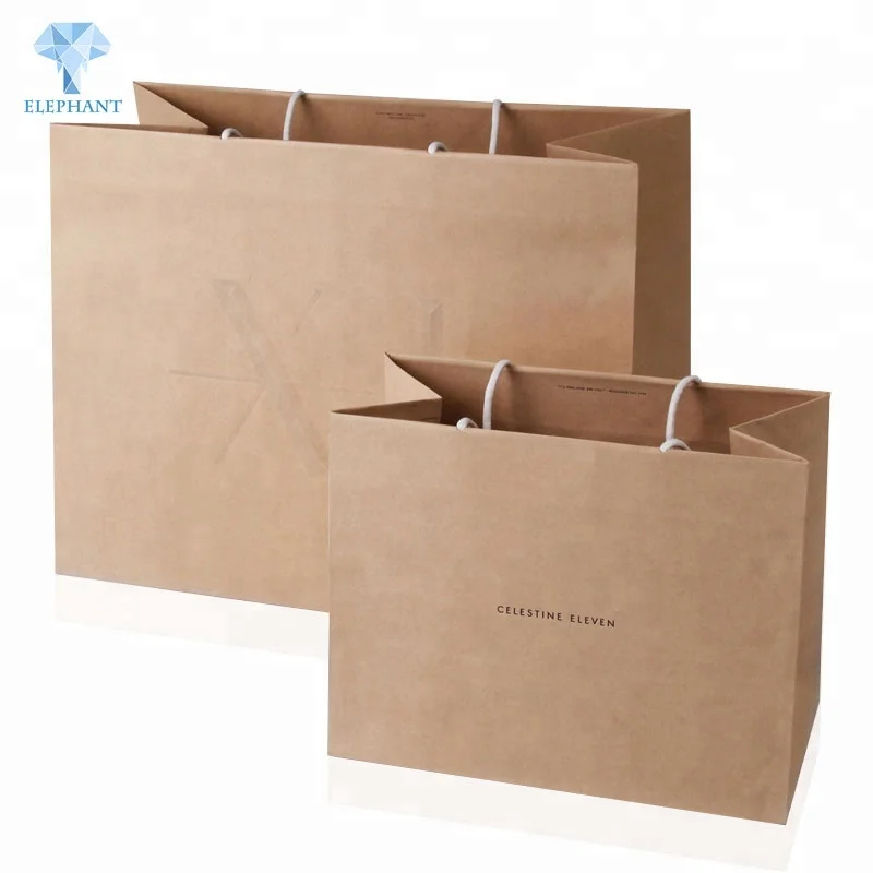 Custom Recyclable Feature Handle Packing Shopping Brown Kraft Paper