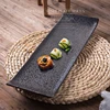 Japanese style stocked black glazed porcelain sushi/fruit tray factory stocked ceramic rectangle plate