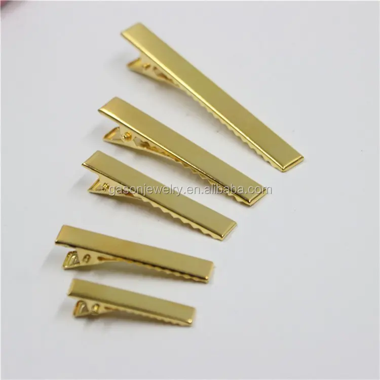 Beautiful 8cm long brushed gold tone metal crocodile hair clip 