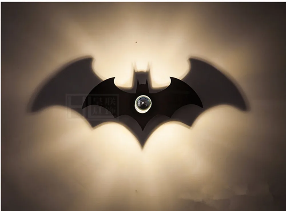 New Wood Fashion Black Batman Shadow Led Wall Light E27 For Bedroom New Wood Fashion Black Batman Shadow Led Wall Light E27 For Bedroom Sconce Night 38cm Bat Zbd0008