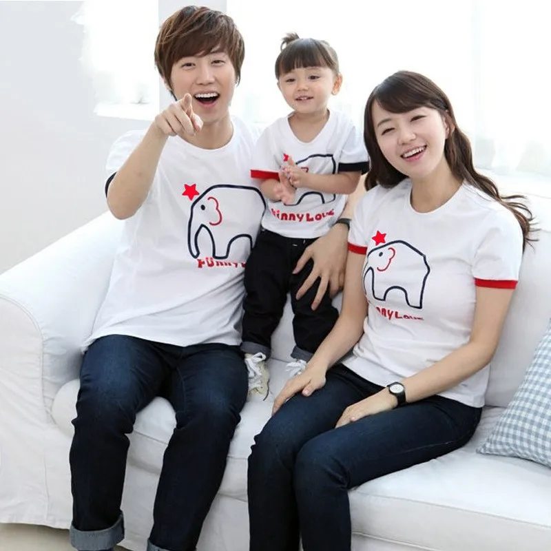2016 new matching mother daughter clothes family look kids short sleeve T shirts Dad Son tshirt