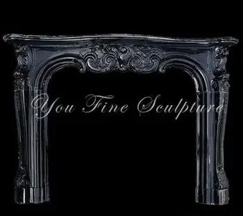Indoor Used Freestanding Gas Black Stone Fireplace Surround Mantel