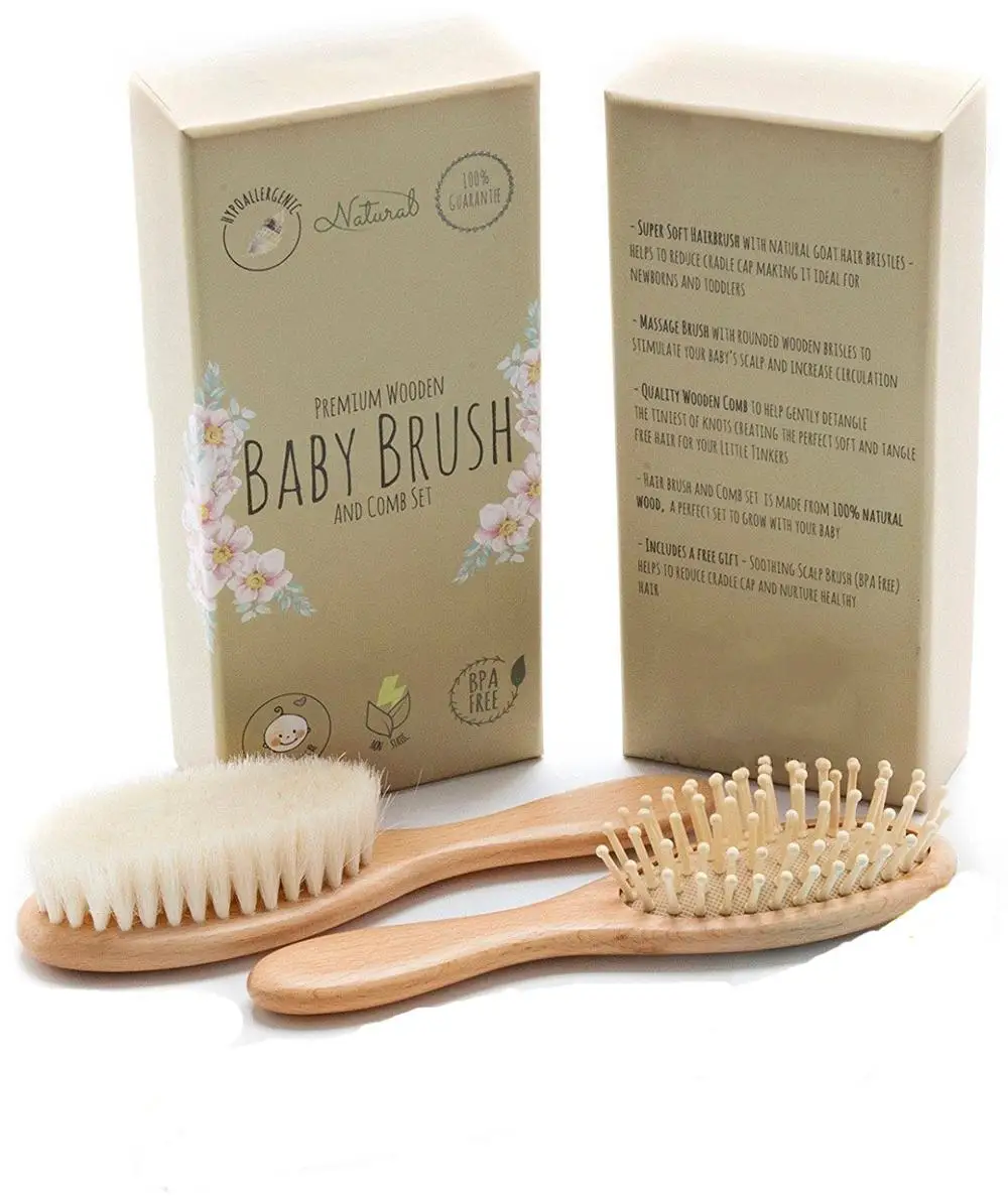 Best Brush For Cradle Cap Wooden Baby Hair Brush Comb Set Soft