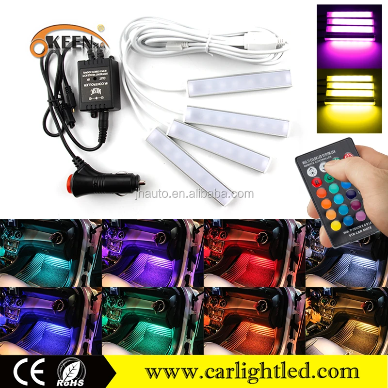 Auto Car DC12V RGB Multi-Color LED Footwell Atmosphere Light Interior Strip