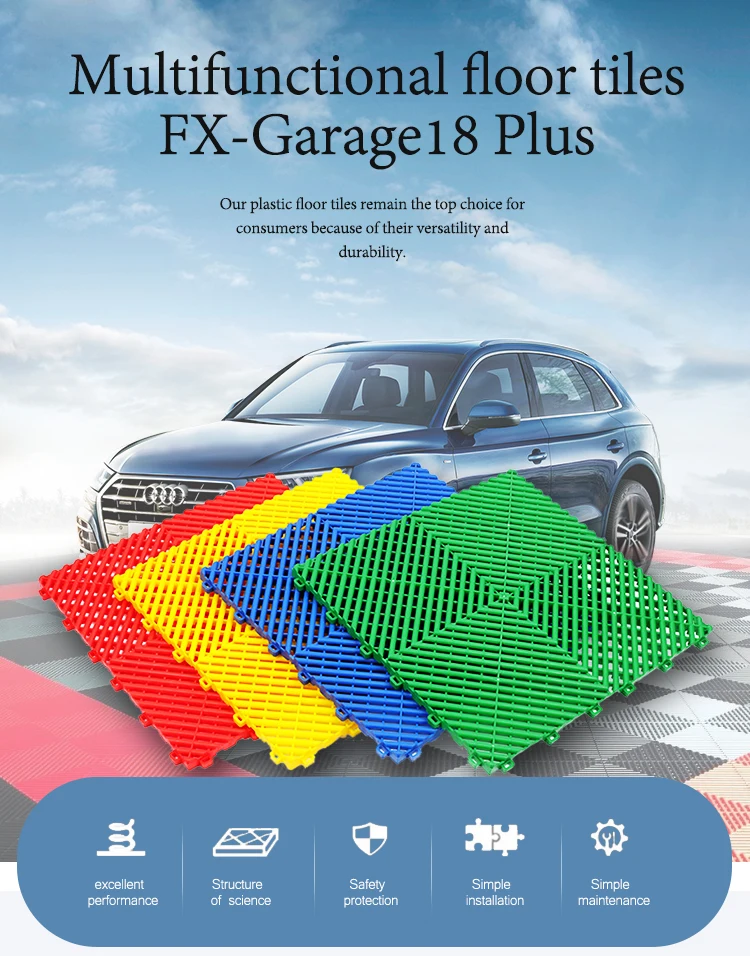 Pp Interlocking Plastic Garage Floor Tiles For Warehouse And