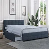 Custom King Double Size Upholstered Wooden Storage Bed with Storage