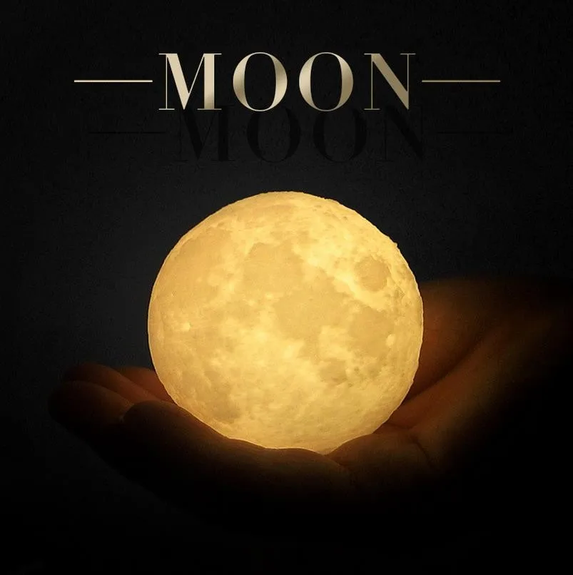 Wholesale price 3D Print Resin Moon light Touch Switch LED Glow Desk Moon Night Light Lamp