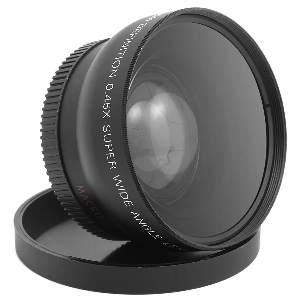 58MM 0.45X Wide Angle Lens Lens Caps Lens Bag and DavisMAX FiberCloth for Canon Rebel EOS T2i T3i T1i XT XS XSi XTi T3 /& More! Macro Includes