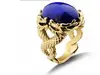 S925 sterling silver with 14K gold plated men's lapis lazuli big ring(PES5-6)