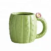 Pottery 11OZ Customized Promotional short green cactus Coffee Mug and Creative Ceramic Cup