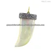 Mother OF Pearl Gemstone Elephant Tooth 14K Gold Pendant, 925 Sterling Silver Pave Diamond Tooth Pendant Jewelry Wholesaler