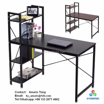 Home Office Study Table Computer Desk Compact Desk With 4 Shelves
