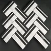 Wall and tile pattern herringbone white and black marble interlocking mosaic price