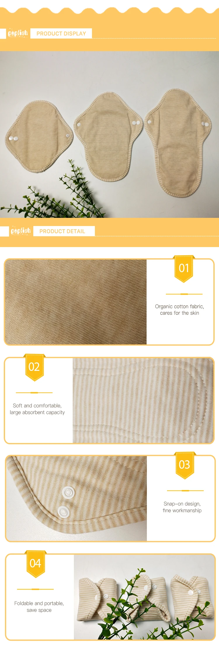 Eco Friendly Cloth Soft Care Sanitary Reusable Menstrual Pads