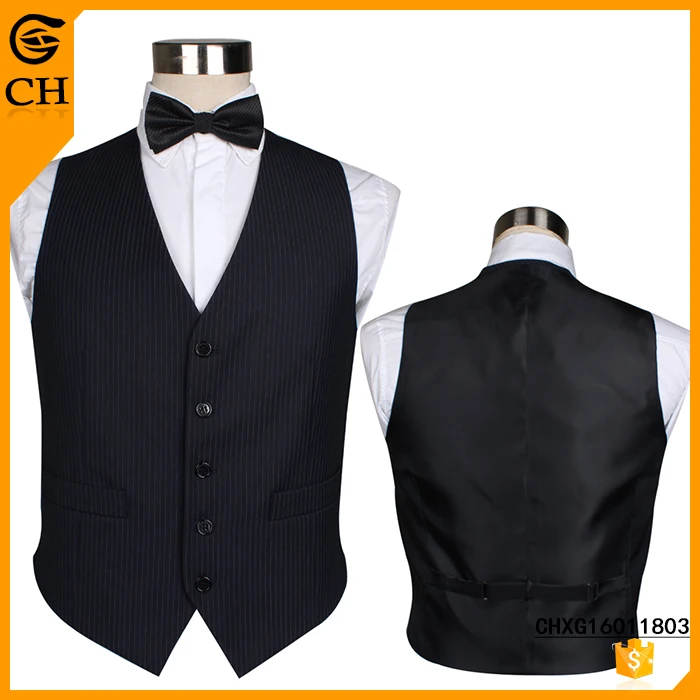 Men's Waiter Black Formal Sleeveless Vest - Buy Waiter Vest,Men's Black ...