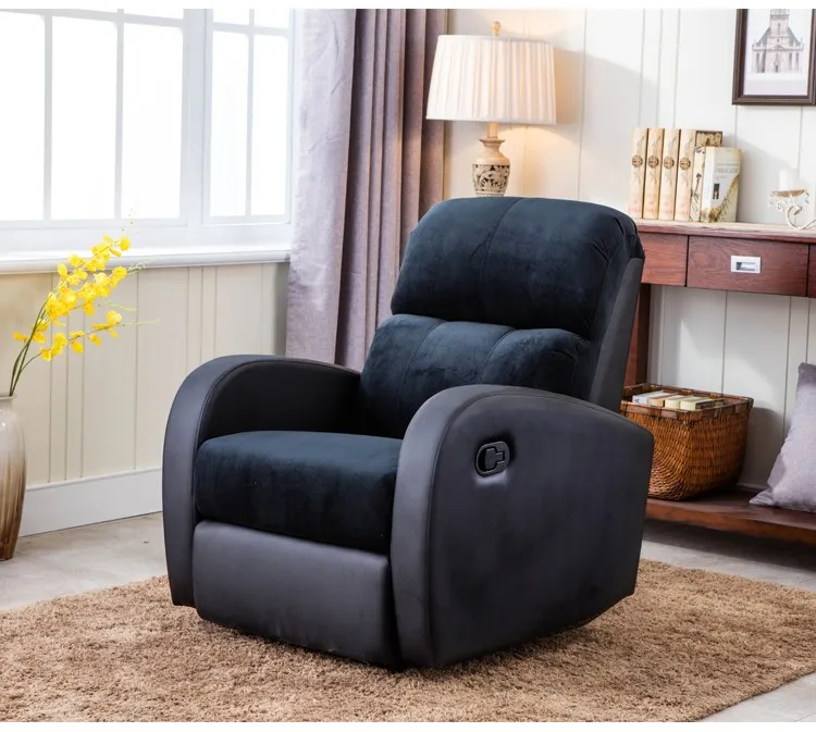 Manual Recliner With Tray Tables,Arm Chrome Legs,Dark Green Fabric