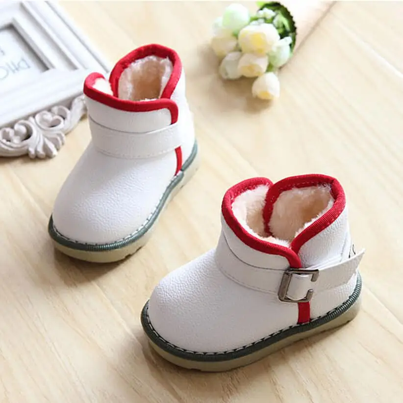 Waterproof Children Boots 2016 Winter Plush Girls Martin Boots Boys Warm Shoes Kids Baby Shoes
