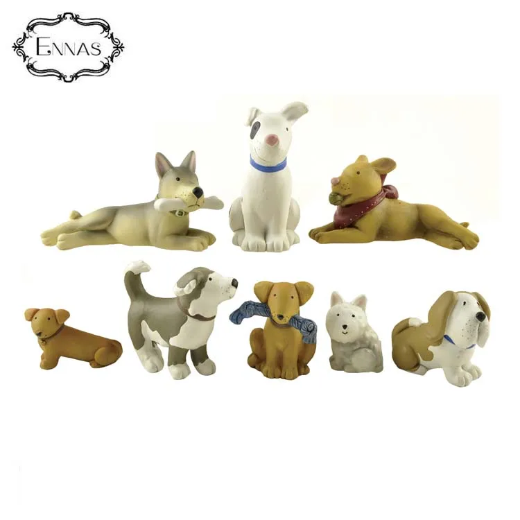 8 Pieces / Set of Playful Puppies Figurines Set Birthday Gift Animal Mini Crafts