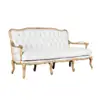 3 seater linen upholstered button back french inspired sofa