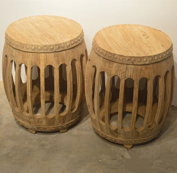 家具供应商设计家具中国凳子木鼓凳子老松木做中国鼓自然凳子