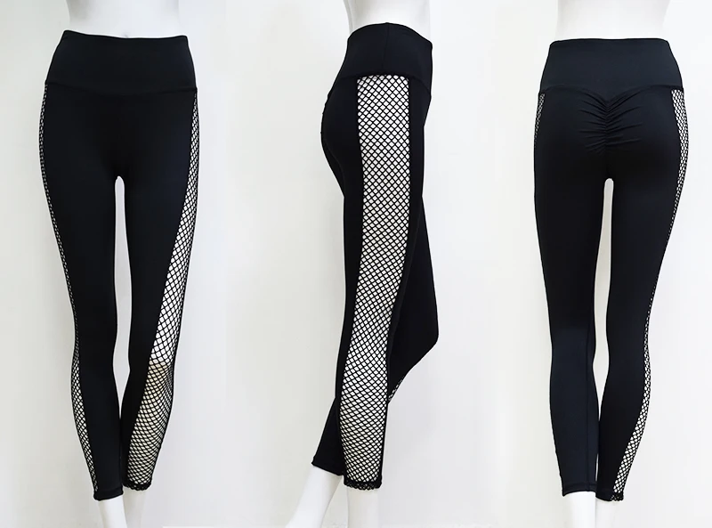 Wholesales High Waist Sexy See Through Side Mesh Patchwork Black ...