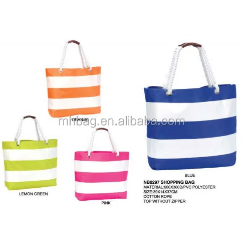 High Quality Waterproof Beach Bag With Zipper Tote High Quality Waterproof Beach Bag With Zipper Tote Cotton Handles Striped Product On Alibaba