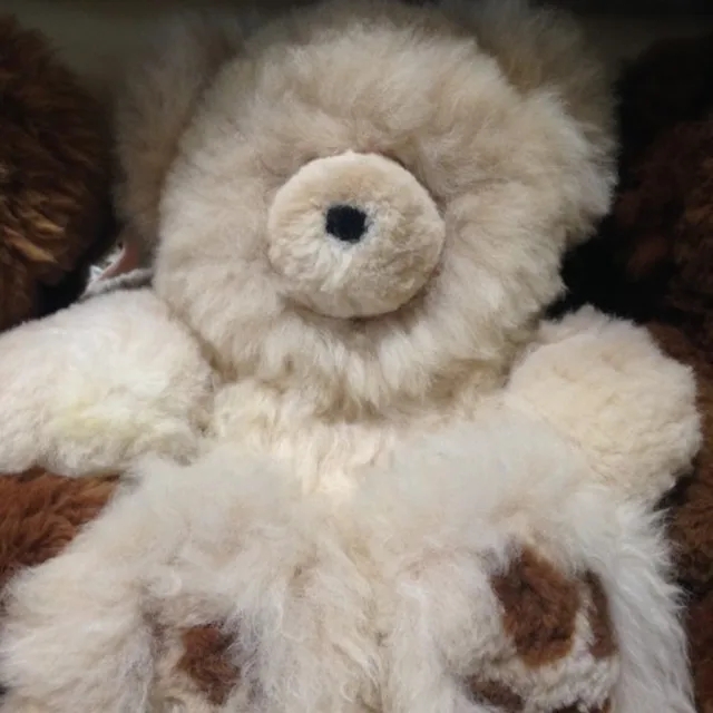 peruvian hand made teddy bear, baby alpaca materials ivory