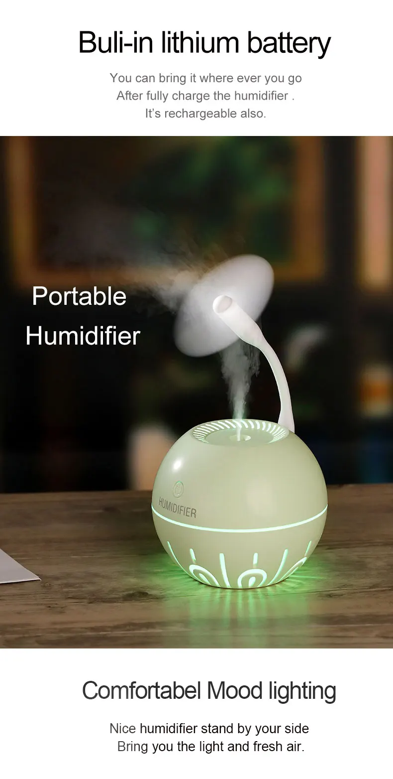 2019 amazon Speed ball humidifier with USB and Battery for sale