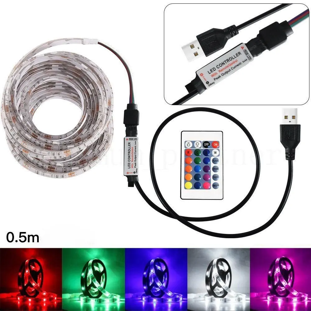 Faber3 LED Strip Lights LED Lights LED Light Strip LED Lights LED Rope Lights Strip Lights Full Kit Remote Controller and Power Supply for Kitchen Bedroom Car Party LED Flexible Light Strip (0.5M)