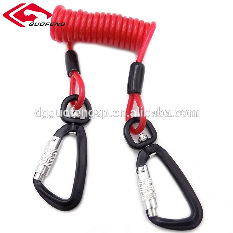 Safety Coil Tool Lanyard.Steel safety tool lanyard.plastic coated coil lanyard