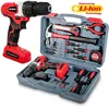Hispec 26 Piece Household DIY Tool Kit Set with 8V 1300mAh Li-Ion Rechargeable Cordless Drill Machine LED Light Variable Speed