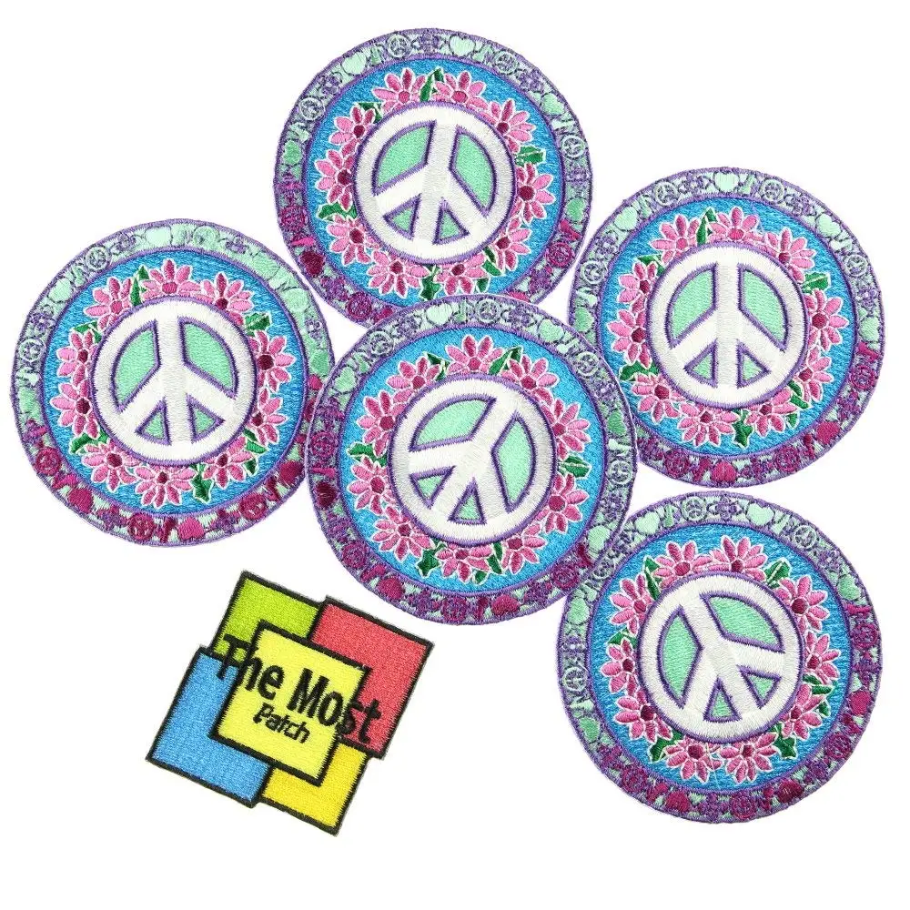 Peace Love Peace Sign Embroidered iron on PATCH 3.5/" x 2.5/"