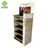 Customized 5 tier wooden cosmetic display shelf for supermarket