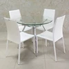 Round shape glass top dining table with double deck home furniture