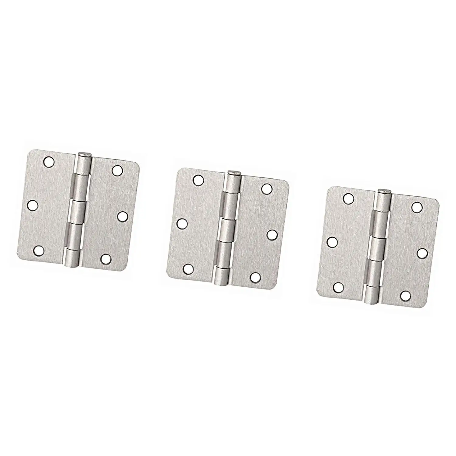 Satin Nickel 1//4/" Radius Lot of 18 Round Corner Door Hinges 3-1//2/" x 3-1//2/"
