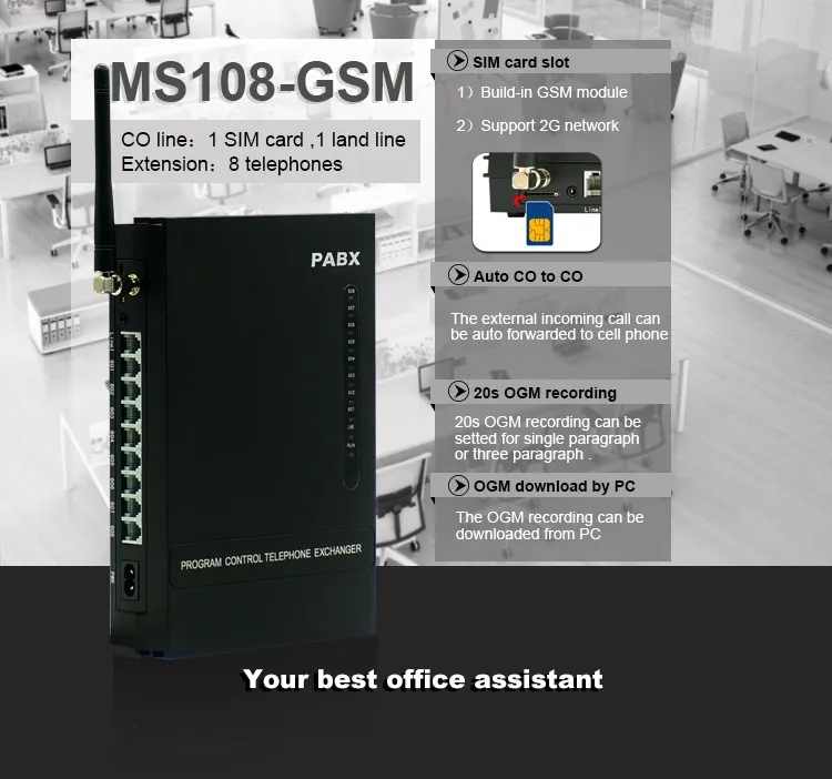 Gsm Pabx Pbx Telephone Exchange System With Sim Card Ms108gsm Buy