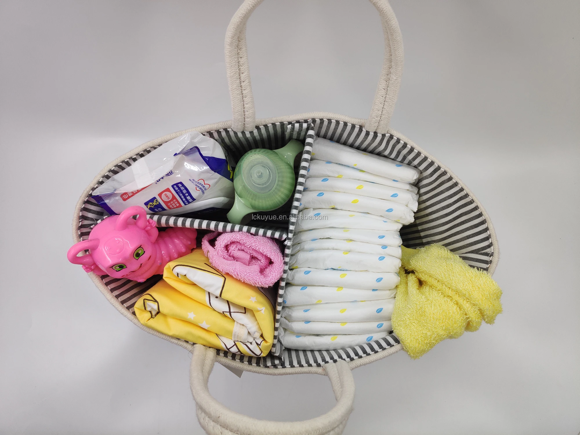 Kuyue Baby Rope Diaper Caddy Nursery Storage Bin And Car Organizer