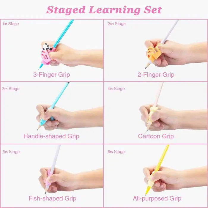 Pen Writing Aid Grip Set Pencil Grips For Kids Handwriting Finger Correction 